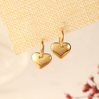 Heart Drop Earrings - 18K Gold Plated