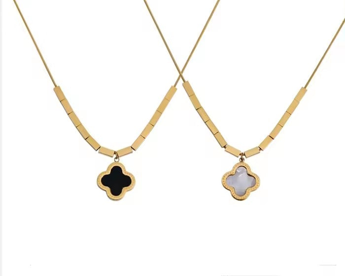 Buy Reversible Clover Bar Necklace - 18K Gold Plated online jewellery