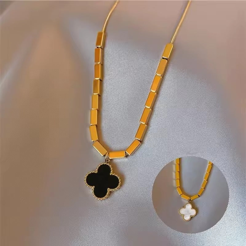 Buy Reversible Clover Bar Necklace - 18K Gold Plated online jewellery