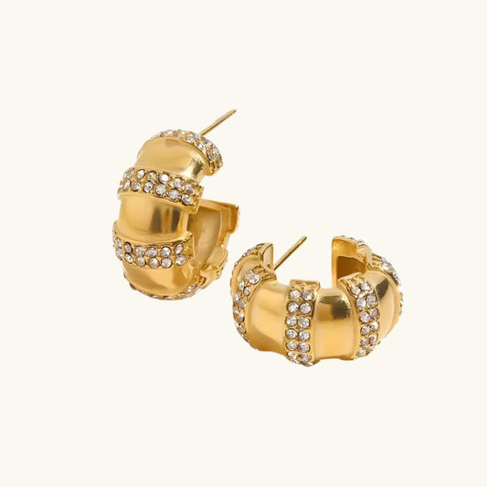 Buy Curvy Zirconia Earrings - 18K Gold Plated online jewellery