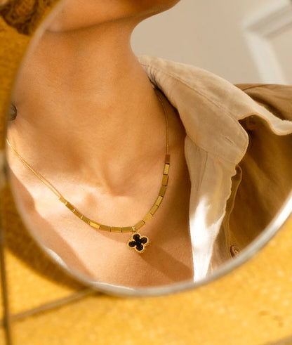 Buy Reversible Clover Bar Necklace - 18K Gold Plated online jewellery