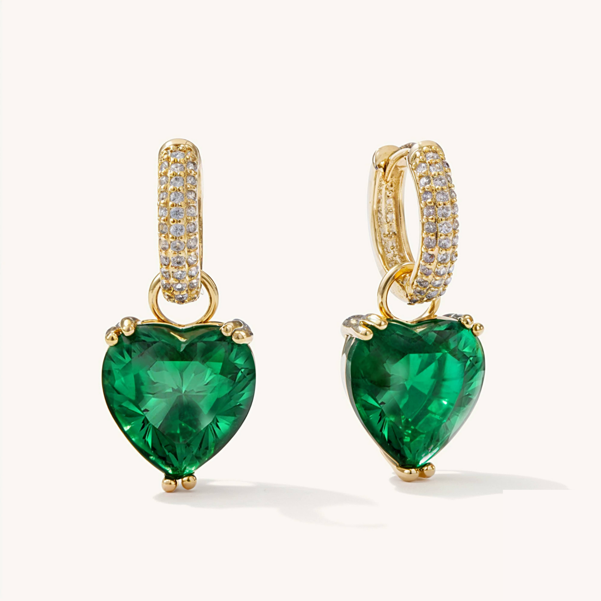 Buy Green Heart Drop Emerald Earring - 18K Gold Plated online jewellery