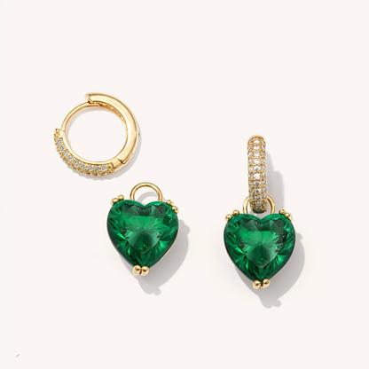 Buy Green Heart Drop Emerald Earring - 18K Gold Plated online jewellery