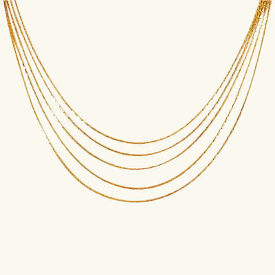 Dainty Layered Chain Necklace (5 layer chains) - 18K Gold Plated