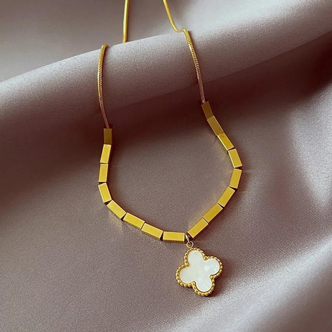 Buy Reversible Clover Bar Necklace - 18K Gold Plated online jewellery