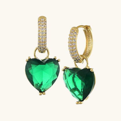 Buy Green Heart Drop Emerald Earring - 18K Gold Plated online jewellery