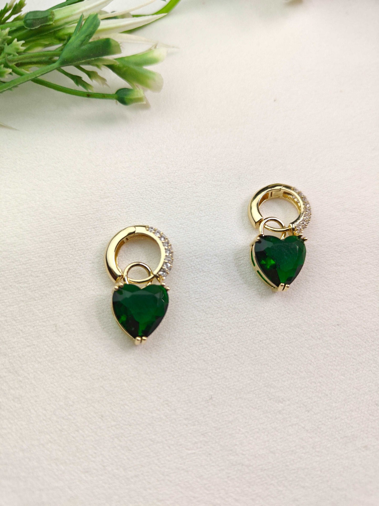 Shop Now Green Heart Drop Earrings