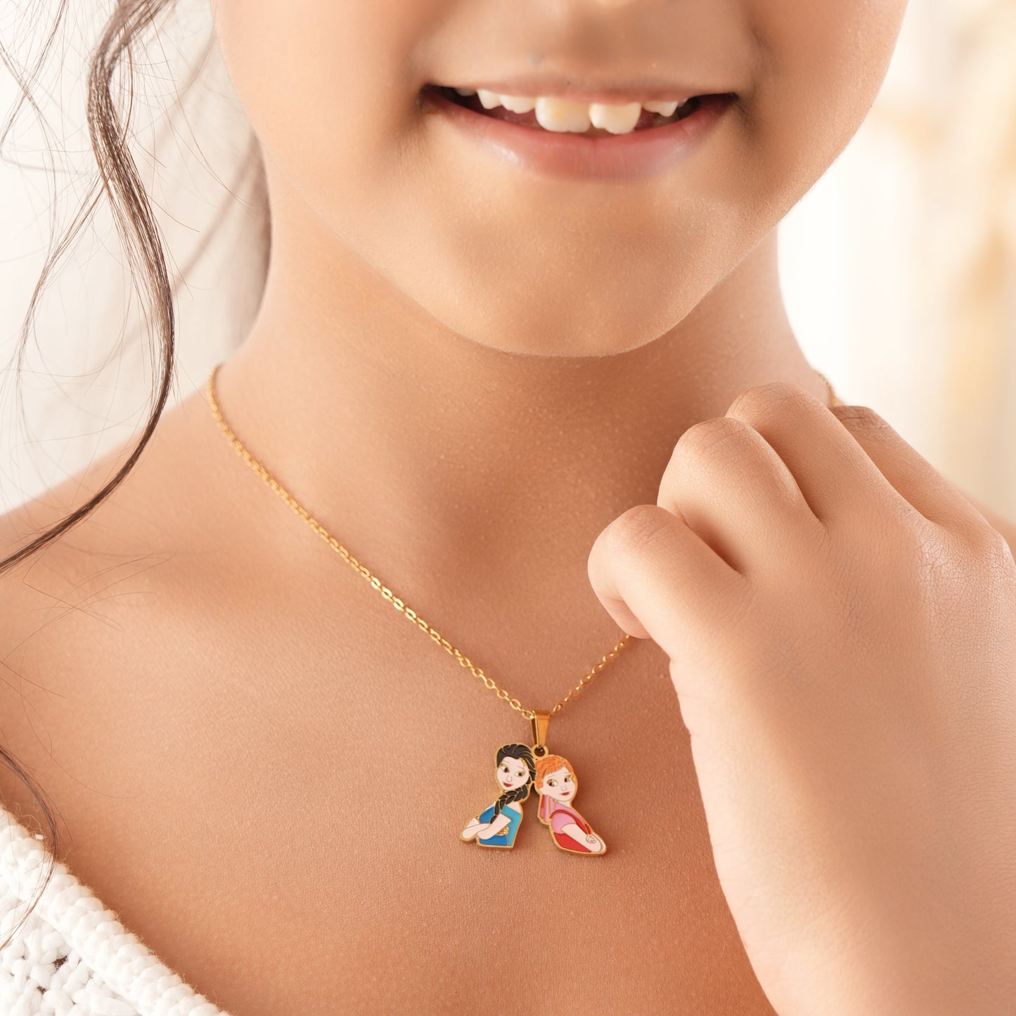 Cartoon Couple Necklace - 18K Gold Plated