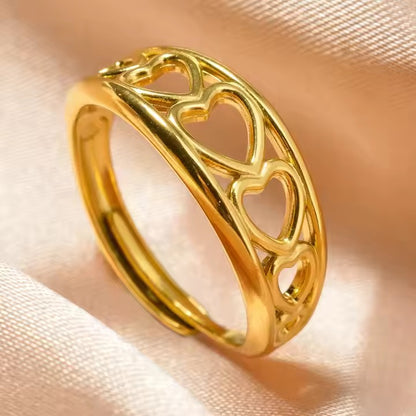 Buy Train of Hearts Ring - 18K Gold Plated online jewellery