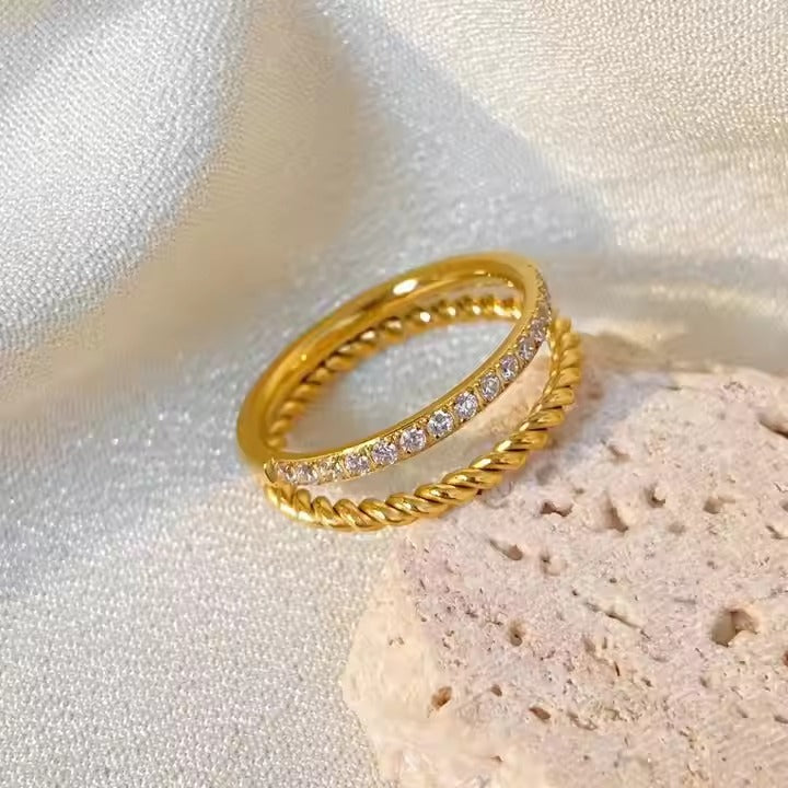 Buy Zirconia Ring Stack - 18K Gold Plated online jewellery