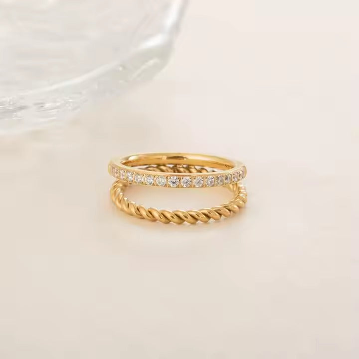 Buy Zirconia Ring Stack - 18K Gold Plated online jewellery