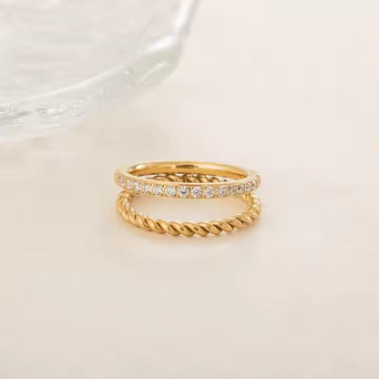 Buy Zirconia Ring Stack - 18K Gold Plated online jewellery