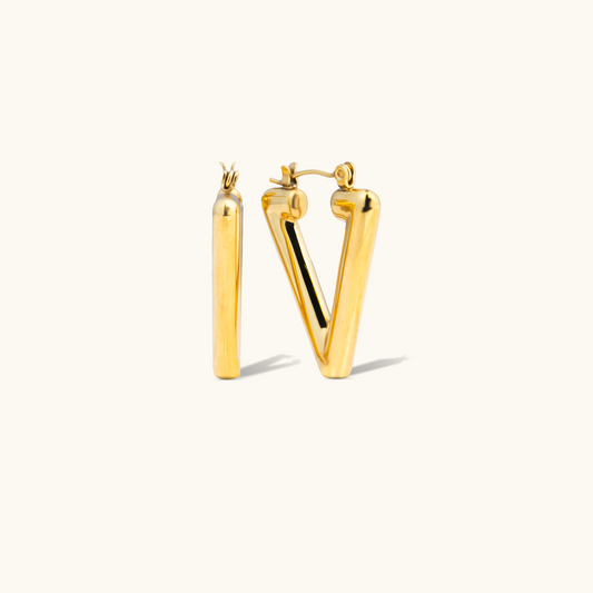 V-shaped Earrings - 18K Gold Plated