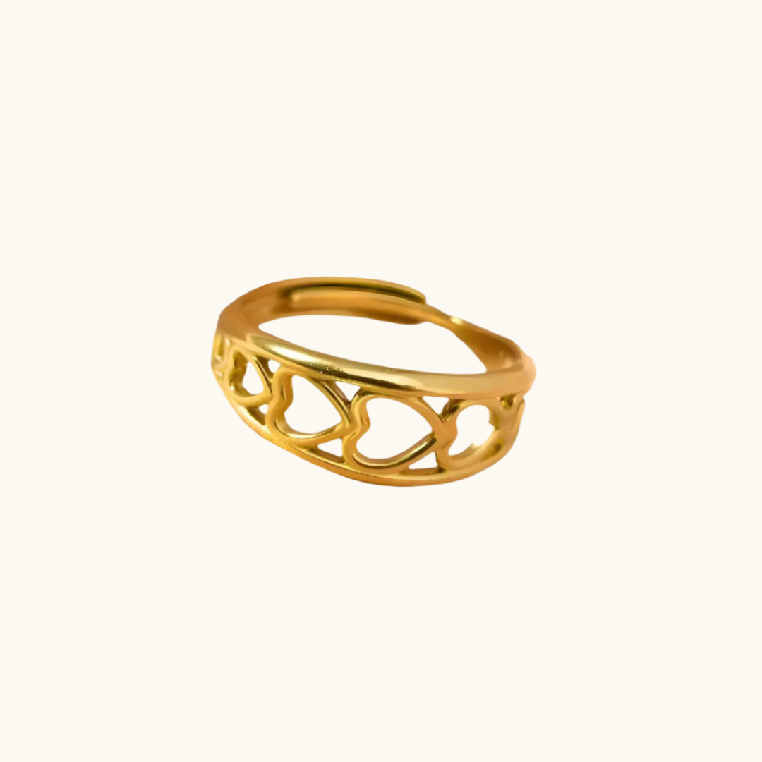 Train of Hearts Ring - 18K Gold Plated