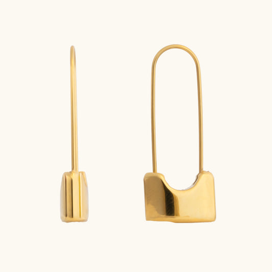 Buy Safety Pin Earrings - 18K Gold Plated online jewellery