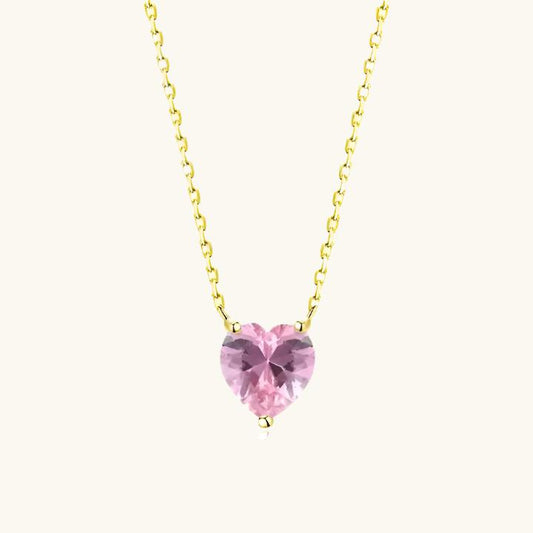 Buy Pink Heart Stone Dainty Necklace online jewellery