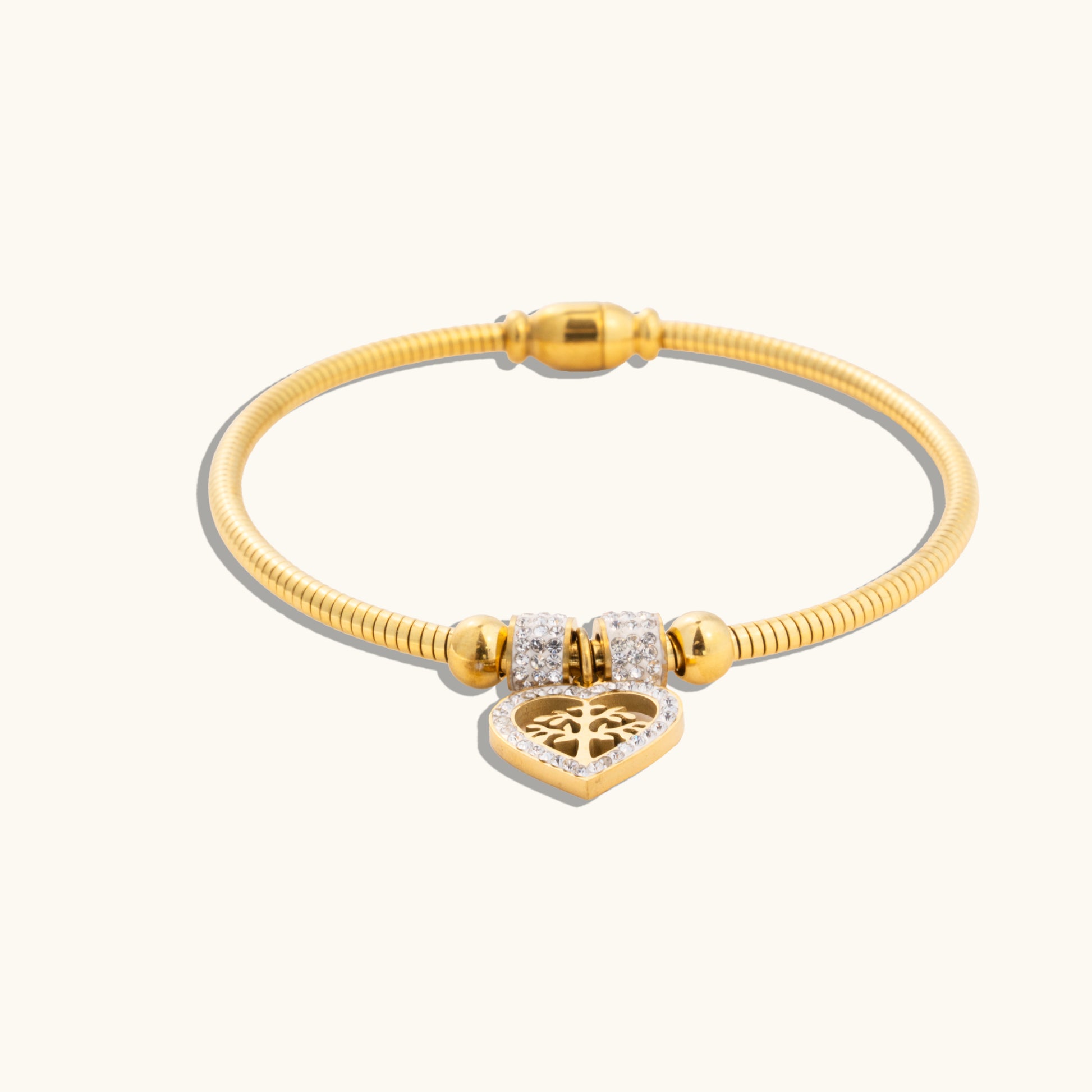 Buy Heart Drop Charm Magnetic Bracelet Bangle - 18K Gold Plated online jewellery