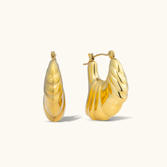 Buy Feather Hoop Earrings - 18K Gold Plated online jewellery