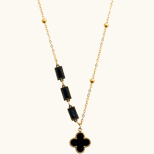 Buy Black Bars clover Necklace - 18K Gold Plated online jewellery