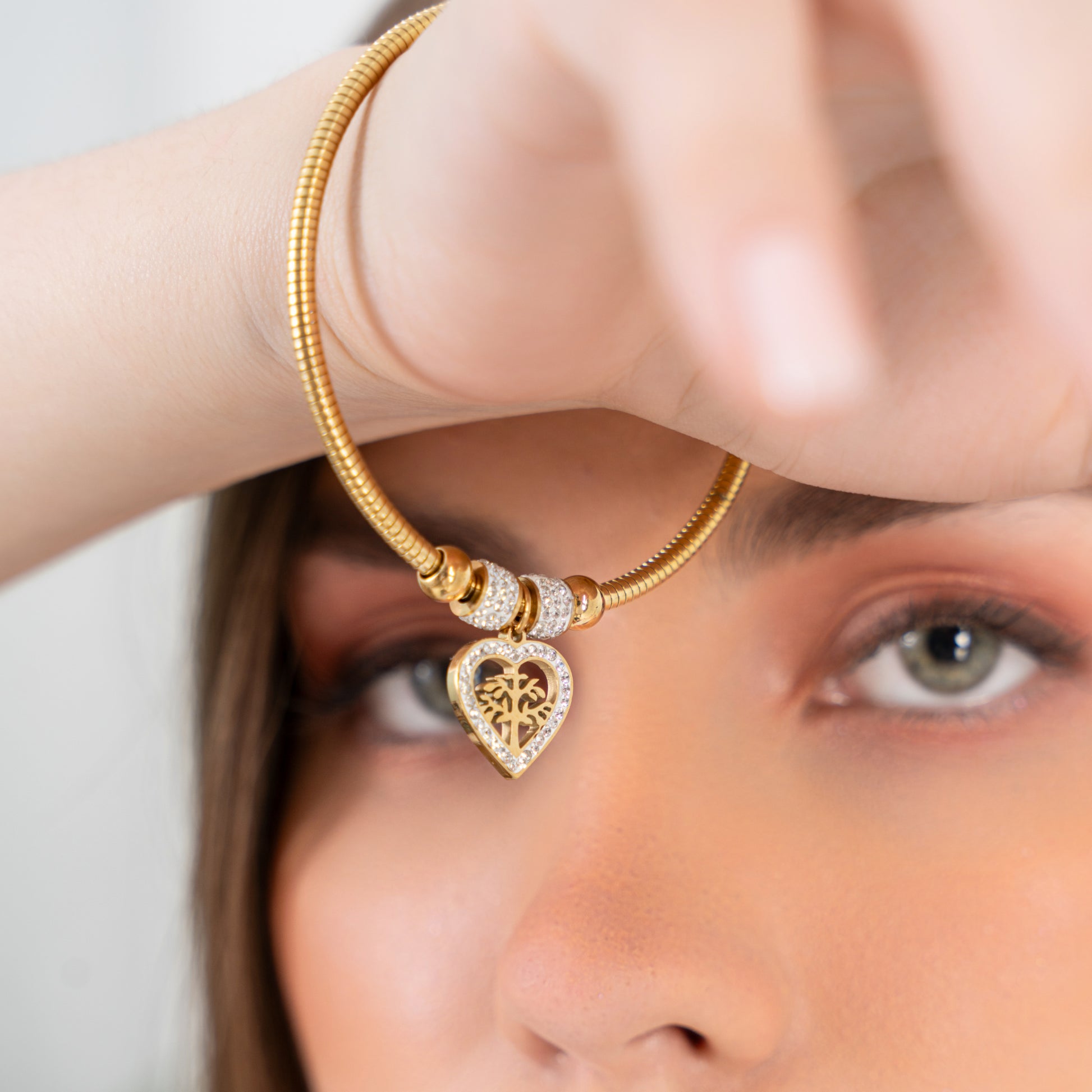 Buy Heart Drop Charm Magnetic Bracelet Bangle - 18K Gold Plated online jewellery