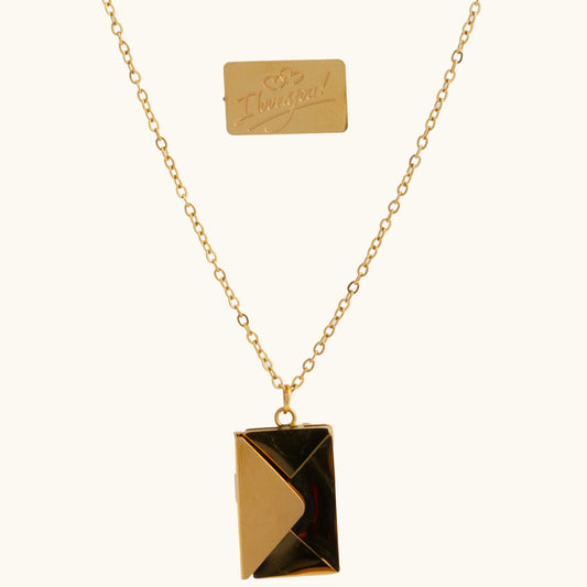 Classy Envelope ILY Pendant Necklace - 18K Gold Plated