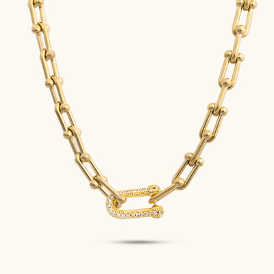 Celebrity CZ Statement Necklace - 18K Gold Plated