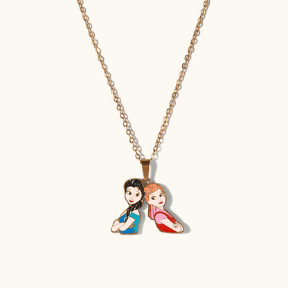 Cartoon Couple Necklace - 18K Gold Plated