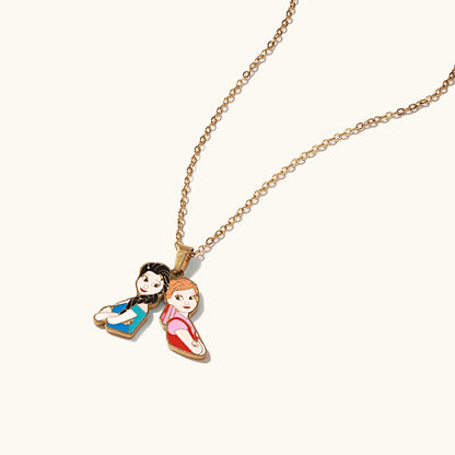 Cartoon Couple Necklace - 18K Gold Plated