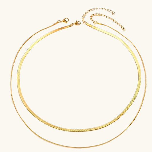 Buy Layered Herringbone Sleek Chain - 18k Gold Plated online jewellery